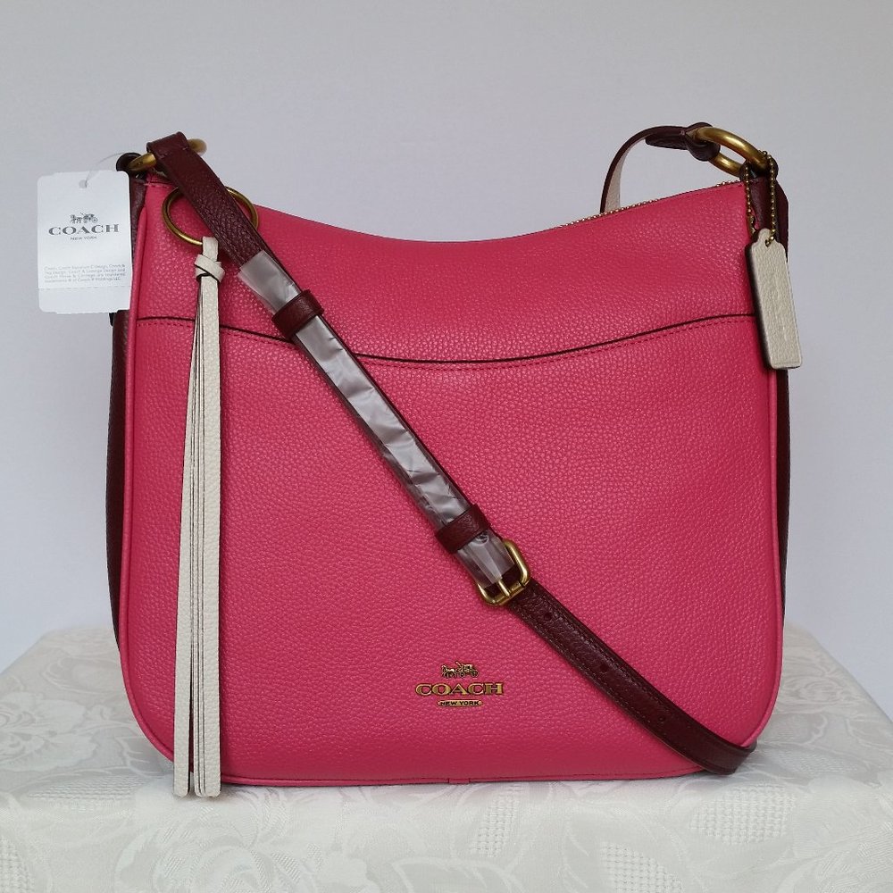 COACH Chaise Colorblocked Pebbled Leather Crossbody- Confetti Pink Multi ⭐